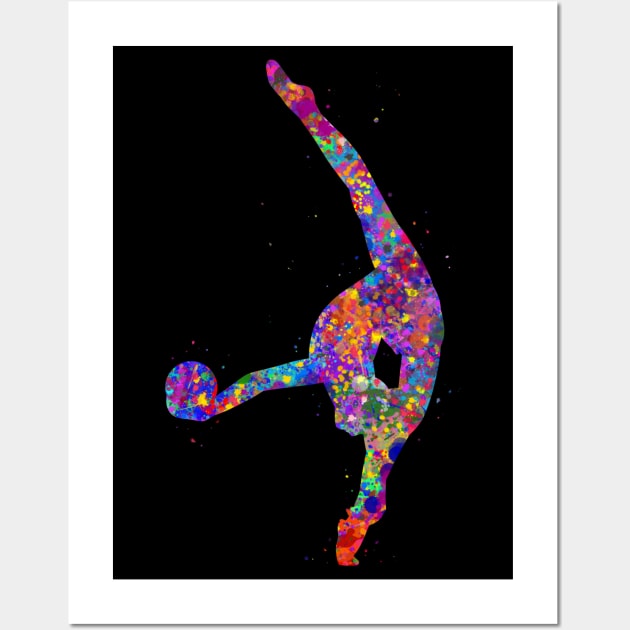 Rhythmic gymnastics ball watercolor art Wall Art by Yahya Art